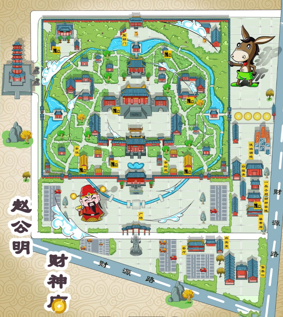 寿县寺庙类手绘地图
